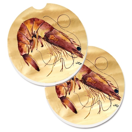 Carolines Treasures Shrimp Set of 2 Cup Holder Car Coaster 8161CARC